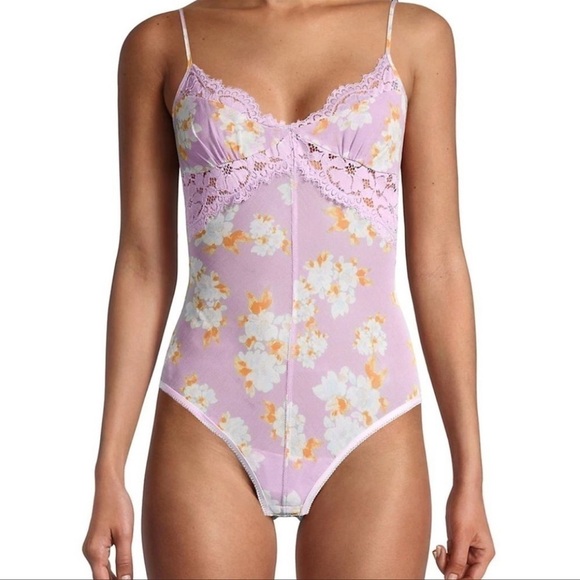 Free People Monday Morning Floral Bodysuit in Lilac Combo size Small - Picture 6 of 13